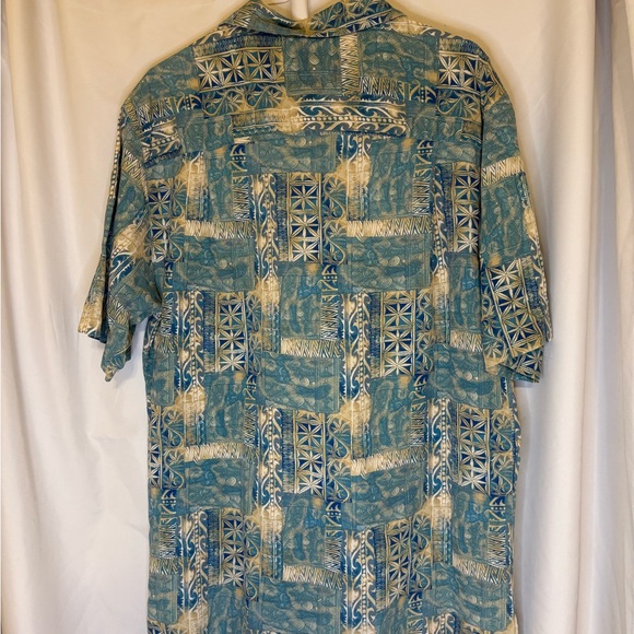 Weekenders L Men's Short Sleeve Silk Cotton Blend Hawaiian Tribal Pattern - Picture 2 of 8